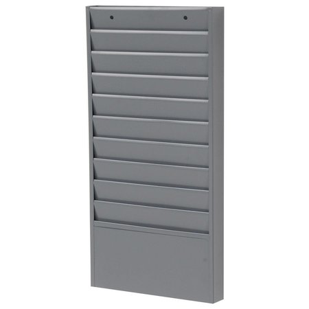 Global Industrial Steel Medical Chart Hanging Wall File Holder, 10 Pockets, Gray 806401